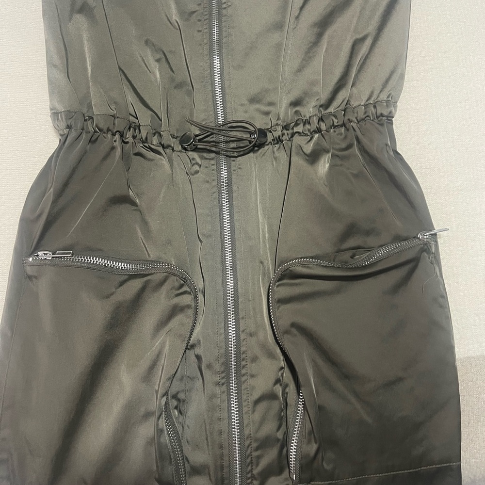 Zara Army Green Strapless zip up dress